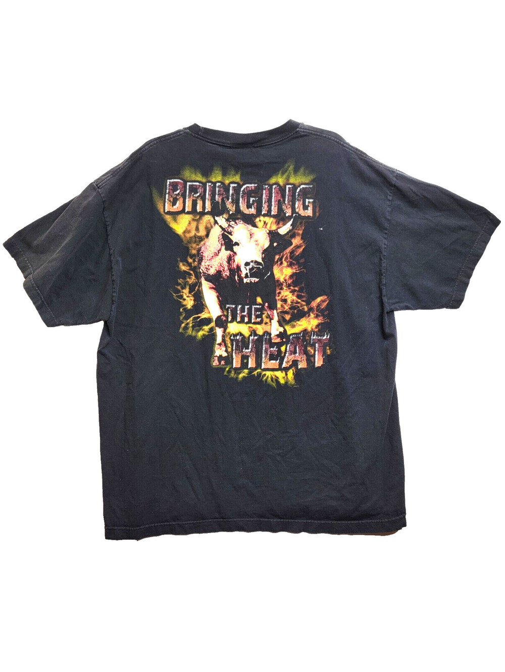 Vintage PBR Shirt 2XL Black Bringing The Heat Bull Riding Y2K Cowboy Ride